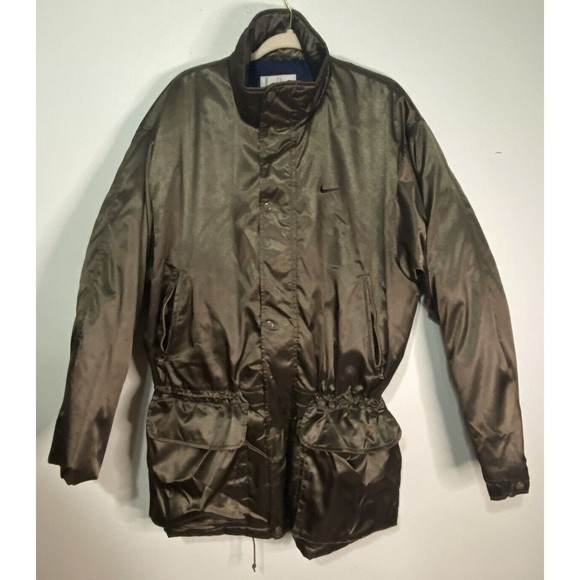 Nike Vintage Rare 90s Mens Large L Bronze Brown Ski Parka Jacket Metallic